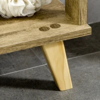 kleankin Bathroom Floor Cabinet, Side Storage Organizer Cabinet with Drawer and Shelves for Bathroom, Entryway and Kitchen, White and Natural(m-9)