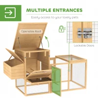 PawHut 75" Wooden Chicken Coop with Nesting Box, Removable Tray, Ramp Run, for Garden Backyard, Natural Wood(m-5)