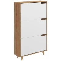HOMCOM Slim Shoe Storage Cabinet with 3 Flip Drawers and Adjustable Shelves, Shoe Cabinet for 18-24 Pairs, White(m-2)