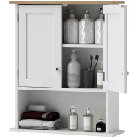 HOMCOM Wall Mounted Bathroom Cabinet, Modern Bathroom Wall Cabinet with 2 Doors and Adjustable Shelf, White(m-12)