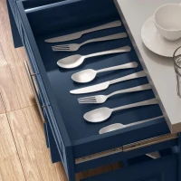 HOMCOM Rolling Kitchen Island with Stainless Steel Top, 2 Drawers, Spice, Knife and Towel Rack and Cabinets, Navy Blue(m-8)