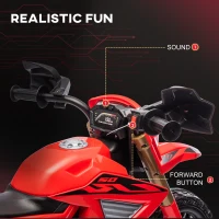 Qaba 6V Kids Motorcycle with Training Wheels, Horn & Start Sound, for 3-8 Years, Red(m-6)