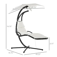 Outsunny Swing Chaise with Stand Floating Chaise Lounge Cream White(m-3)