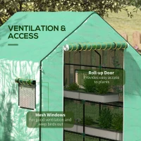 Outsunny Set of 2 Model 01-0472 Walk-in Greenhouse Cover Replacements, 55" x 56.25" x 74.75" Reinforced Anti-Tear PE Hot House Covers, Green & White(m-6)
