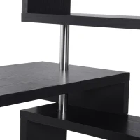 HOMCOM 94" 5 Tier L-Shaped Computer Desk Rotating Writing Table Corner Desk with Display Shelves and Stainless Steel Frame, Black(m-9)