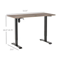 Vinsetto Electric Height Adjustable Standing Desk with 54" Desktop, Sit Stand Home Office Desk with Memory Button Control and Anti-Collision System, Teak/Black(m-3)