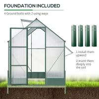 Outsunny 8' x 6' Greenhouse for Outdoors, Polycarbonate Greenhouse with Roof Vent and Rain Gutter, Aluminum Walk-in Green House for Outside for Patio Backyard Garden, Green(m-7)