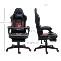 Vinsetto Racing Gaming Chair Diamond PU Leather Office Gamer Chair High Back Swivel Recliner with Footrest, Lumbar Support, Adjustable Height, Black(m-3)