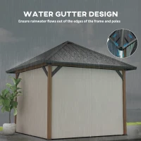 Outsunny 10' x 10' Hardtop Gazebo with Galvanized Steel Roof, Permanent Garden Gazebo with Netting and Curtains(m-5)