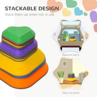 Qaba 11PCs Non-Slip Stackable Kids Stepping Stones, Heart-Shaped(m-5)