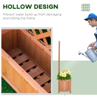 Outsunny Wood Planter with Trellis for Vine Climbing, Raised Garden Bed to Grow Vegetables for Backyard, 28" x 11" x 46", Brown(m-6)