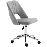 Vinsetto Mid Back Office Chair Velvet Fabric Swivel Scallop Shape Computer Desk Chair, Grey(m-11)