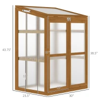 Outsunny Wooden Cold Frame Greenhouse Small Mini Planter Box, 30" L x 24" W x 44" H, Brown(m-3)