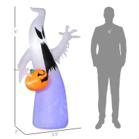 HOMCOM 5.9' Halloween LED Yard Decor Ghost with Pumpkin, Blow Up Inflatable Outdoor Decoration, Waterproof(m-3)