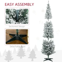 HOMCOM 7ft Pencil Christmas Tree, Slim Artificial Christmas Tree with Realistic Branches and Warm White LED Lights, Green(m-7)
