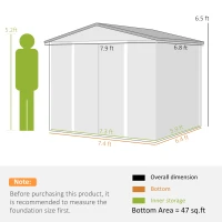 Outsunny 8' x 7' Outdoor Storage Shed, Garden Tool Metal Shed with Foundation Kit, Double Lockable Door, Air Vents and Sloping Roof, for Backyard, Patio, Lawn, Teak(m-3)