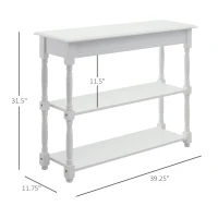 HOMCOM Console Table Modern Sofa Table with 2 Tier Shelves for Living Room, Entryway, Bedroom, Grey(m-3)