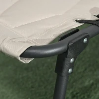 Outsunny Folding Chaise Lounge Set with Reclining Back, 25.6" x 74" x 14.2", Khaki(m-9)