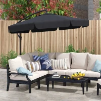 Outsunny 11 FT Cantilever Patio Umbrella Offset Parasol with Cross Base and 8 Ribs for Garden, Black(m-1)