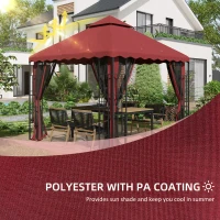 Outsunny 10' x 10' Gazebo Replacement Canopy Cover, 2 Tier Gazebo Roof Replacement TOP ONLY, Burgundy(m-4)