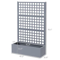 Outsunny Galvanized Raised Garden Bed Planter Box with Trellis for Climbing Plants, Vegetable, Vines, 43" x 16" x 70", Gray(m-3)