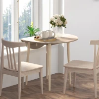 HOMCOM Folding Dining Table, Round Drop Leaf Kitchen Table for Small Spaces with Wood Legs, Oak Color(m-10)