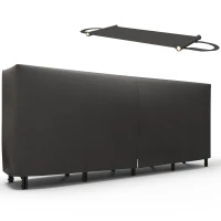 Outsunny 8ft Outdoor Firewood Rack with Cover and Carrier, Adjustable Wood Storage Holder, Indoor Outdoor Log Rack, Black(m-2)