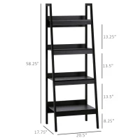 HOMCOM Set of 2, 4 Tier Ladder Shelf Bookcase, Multi-Use Display Rack, Storage Shelving Unit Display Stand, Flower Plant Stand, Home Office Furniture, Black(m-3)