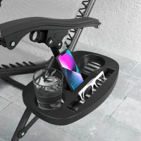 Outsunny Zero Gravity Lounge Chair Set, 2 Pieces Reclining Folding Outdoor Lounge Chairs with Headrest Side Tray, Light Gray(m-9)