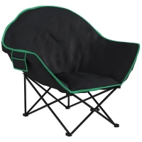 Outsunny Foldable Camping Chair Padded Moon Saucer Chair with Carry Bag, Storage Pocket for Outdoor, Beach, Picnic, Hiking, Fishing, Travel(m-2)