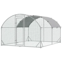 PawHut Large Metal Chicken Coop with Waterproof and Anti-UV Cover for Yard, Outdoor, Duck, Rabbit, 9.2' x 12.5' x 6.5'(m-13)
