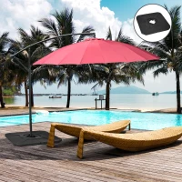 Outsunny 4-Piece 175lb Cantilever Patio Umbrella Base Weights for Offset Hanging Umbrella, HDPE Water or Sand Filled Umbrella Weights for Cross Base Stand, Black(m-10)