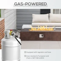 Outsunny 56" Firepit Table for Outside, 50,000 BTU Large Rectangular Stone Gas Firepit with Lava Rocks & Rain Cover, Fits 20lb Tank, Brown(m-7)