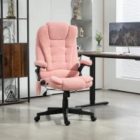Vinsetto 6 Point Executive Office Chair with Heat, Velvet High Back Vibrating Massage Office Chair, Pink(m-2)