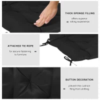 Outsunny Patio Chair Cushions Set of 2, 39" x 20" x 3" Outdoor Tufted Cushion Set with Ties for Indoor Outdoor Garden Furniture, Black(m-6)