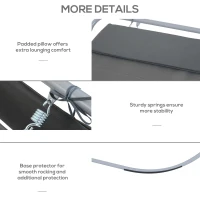 Outsunny Single Rocking Sun Lounger Hammock Bed with Steel Frame and Headrest for Garden Beach and Pool 7'L x 4.3'W(m-6)