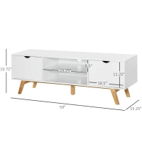 HOMCOM Modern Wooden TV Stand with 2 Storage Cabinet Stand for TV's up to 65" for Living Room Office, Storage Entertainment Center, White(m-3)