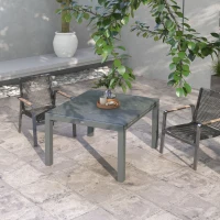 Outsunny Patio Table for 6-8 People, Aluminum Frame Rectangle Garden Table with Wood Effect Steel Top, for Backyard, Dark Gray(m-7)