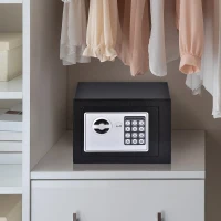 HOMCOM Small Steel Digital Electronic Safe Box Wall Mount Security Case Cabinet Keypad Lock Home Office Hotel Gun Cash Jewellery Black(m-1)