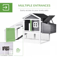 PawHut Deluxe Chicken Coop Small Animal Habitat Hen House with Outdoor Run Resting Nesting Box Removable Tray Waterproof Asphalt Roof Lockable Door(m-5)