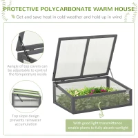 Outsunny Raised Garden Bed with Cold Frame Greenhouse, Grow Grids and Storage Shelf, Outdoor 2 Tiers Elevated Wood Planter Box for Herbs and Vegetables, Use for Patio, Backyard, Balcony(m-5)
