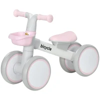 Qaba Balance Bike for Toddlers 1-3 Years with Adjustable Seat, Silent Wheels, No Pedal Bike, Pink(m-1)