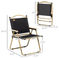 Outsunny 2 Pack Folding Camping Chair, Lightweight & Portable Beach Chairs Armchairs, Perfect for Festivals, Fishing, Picnic and Hiking, Black(m-3)