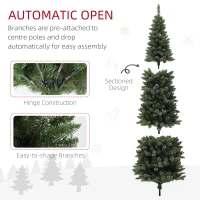 HOMCOM 7.5ft Artificial Pencil Christmas Tree with 980 Branches, Pinecones, Metal Stand, Realistic Xmas Tree for Home(m-6)