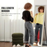 HOMCOM Floor Standing Mirror, Full Body Mirror, Free Standing, Leaning or Wall Mirror with Frame for Bedroom, Silver(m-4)