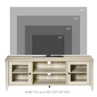 HOMCOM Modern TV Stand, Entertainment Center with Shelves and Cabinets for Flatscreen TVs up to 60" for Bedroom, Living Room, Oak(m-4)