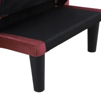 HOMCOM 2-In-1 Chaise Lounge Indoor with Rolled Armrest, Nailhead Trim and Button Tufting, Adjustable Velvet Fabric Upholstered Sofa for Bedroom and Living Room, Red(m-9)