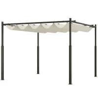 Outsunny 10' x 10' Retractable Pergola Canopy with Magnetic Fixture, UPF30+ Outdoor Pergola, Cream White(m-1)