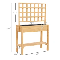 Outsunny Wooden Raised Garden Bed with Trellis, Outdoor Planter Box with Storage Shelf for Vegetables, Flowers, Herbs(m-3)