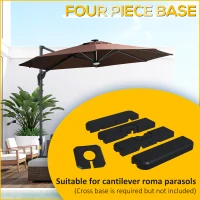 Outsunny 4 Pieces Square Patio Umbrella Base Stand, Outdoor Cantilever Offset Umbrella Weights, 198lb Capacity Water or 286lb Capacity Sand, Black(m-4)
